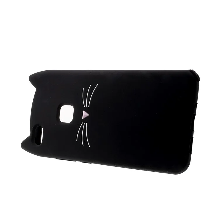 3D Moustache Cat Silicone Case for Huawei P10 Lite - Black