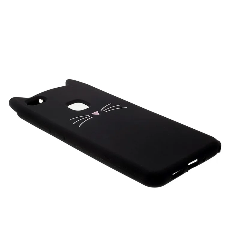 3D Moustache Cat Silicone Case for Huawei P10 Lite - Black