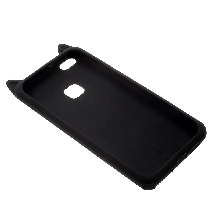 3D Moustache Cat Silicone Case for Huawei P10 Lite - Black