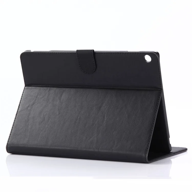 Retro Style Crazy Horse Leather Wallet Tablet Case for Huawei MediaPad T3 10 - Black