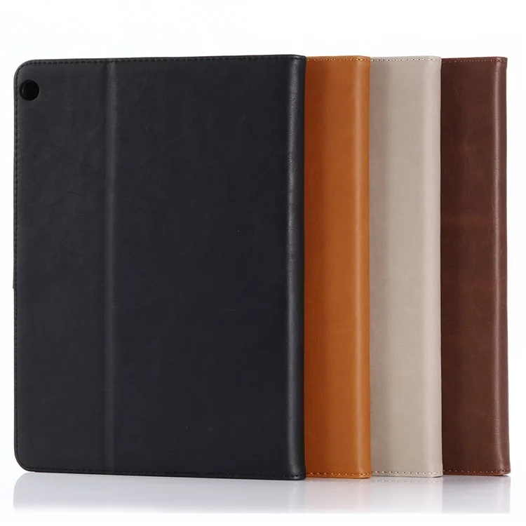 Retro Style Crazy Horse Leather Wallet Tablet Case for Huawei MediaPad T3 10 - Black