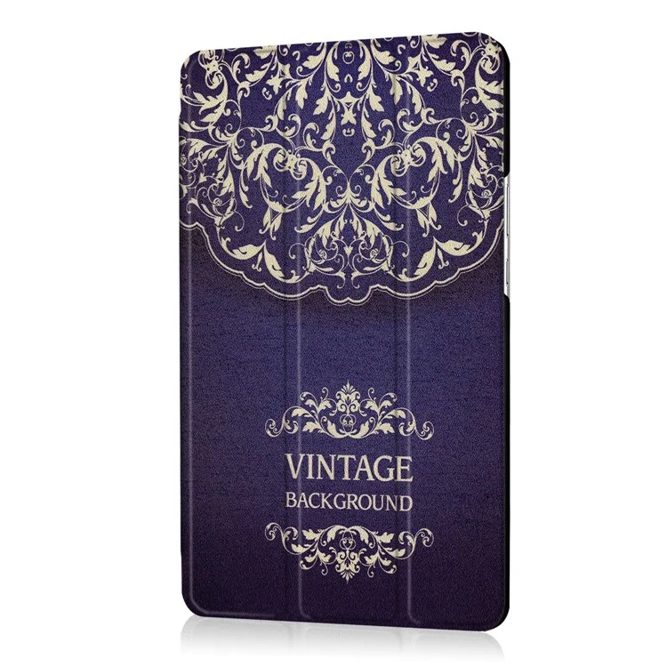 Foldable Tri-fold Stand Pattern Printing Leather Tablet Folio Case for Huawei MediaPad M3 8.4 - Vintage Flower Pattern