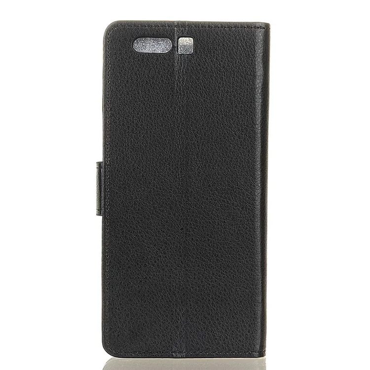 Litchi Texture PU Leather Wallet Stand Phone Shell for Huawei Honor 9 - Black