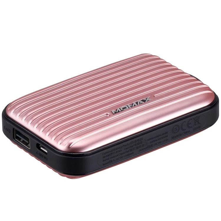 MOMAX Ipower Go Mini+ 10000mAh 2.4A Suitcase Power Bank for iPhone iPad Pokemon Game - Rose Gold Color