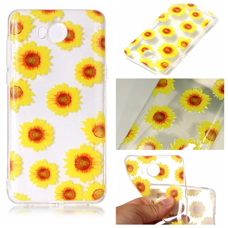 Pattern Printing Embossed TPU Case for Huawei Y5 (2017) / Y6 (2017) - Chrysanthemum Pattern