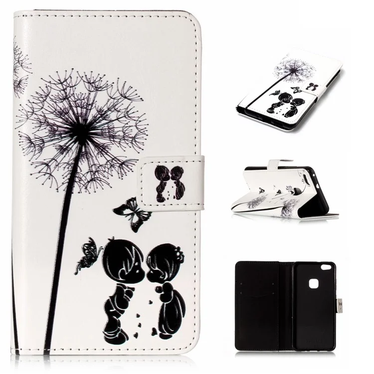 For Huawei P10 Lite Embossed PU Leather Stand Wallet Mobile Case - Love Couple