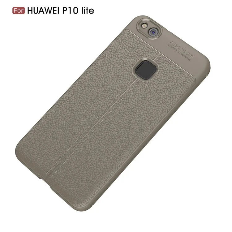 Litchi Texture Soft TPU Phone Case Cover for Huawei P10 Lite - Grey