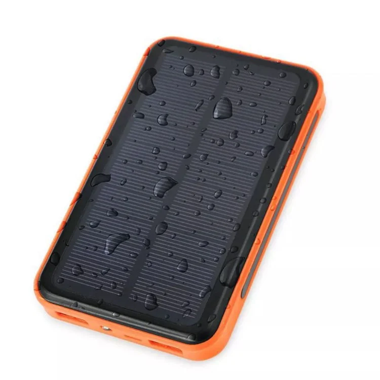 Waterproof 10000mAh Dual USB Solar Phone Charger Power Bank with Flashlight - Orange