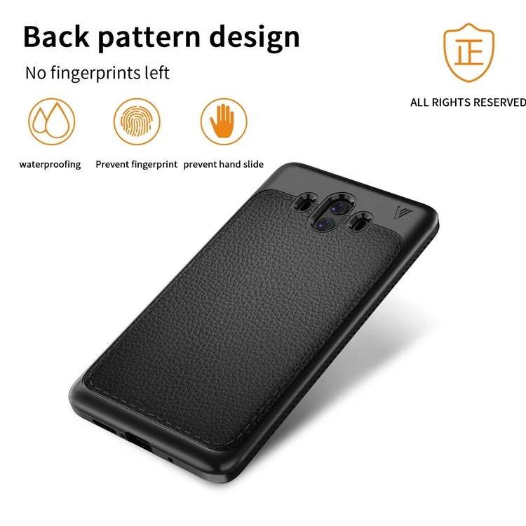IVSO Gentry Series Litchi Texture Leather Coated Soft TPU Phone Case for Huawei Mate 10 - Black