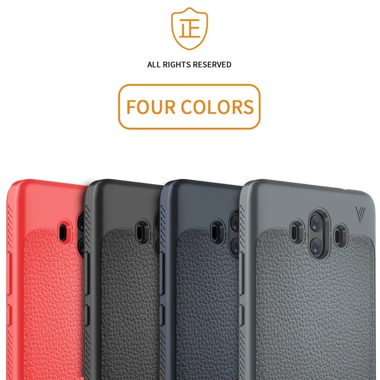 IVSO Gentry Series Litchi Texture Leather Coated Soft TPU Phone Case for Huawei Mate 10 - Black