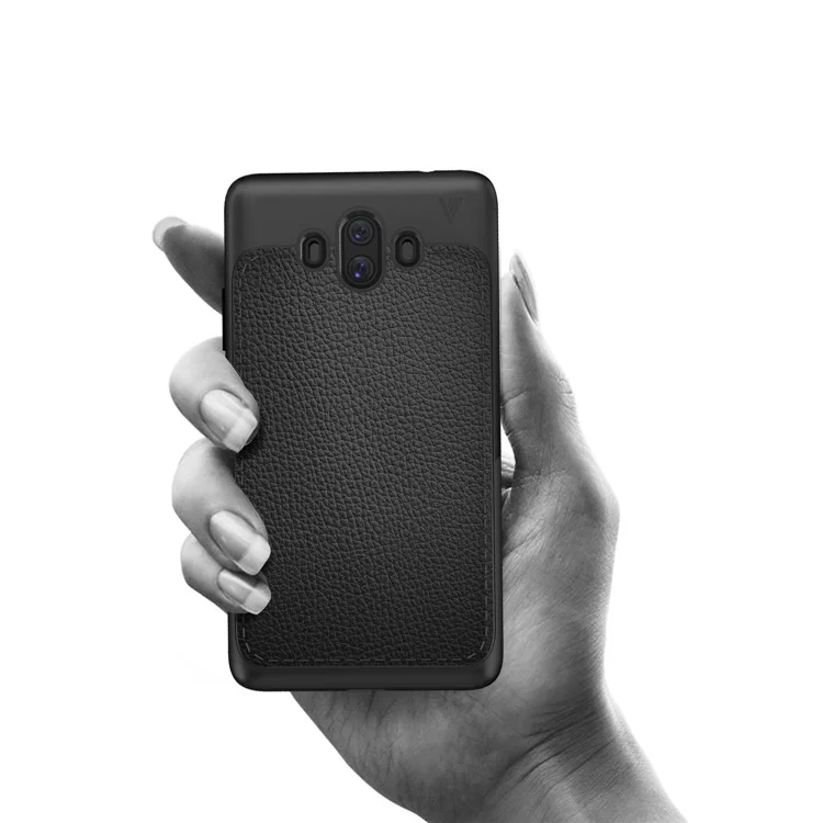 IVSO Gentry Series Litchi Texture Leather Coated Soft TPU Phone Case for Huawei Mate 10 - Black