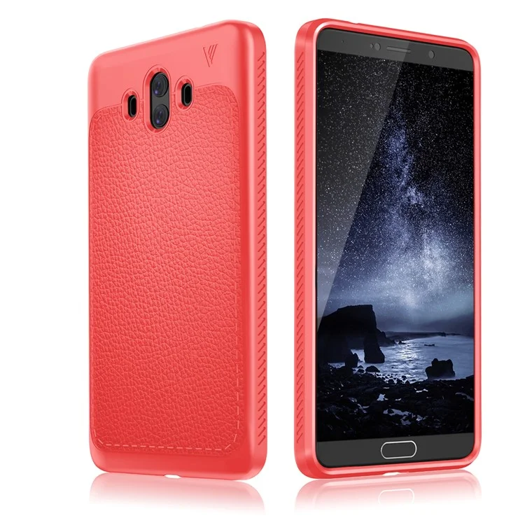 IVSO Gentry Series Leather Coated Soft TPU Phone Case Shell for Huawei Mate 10 - Red