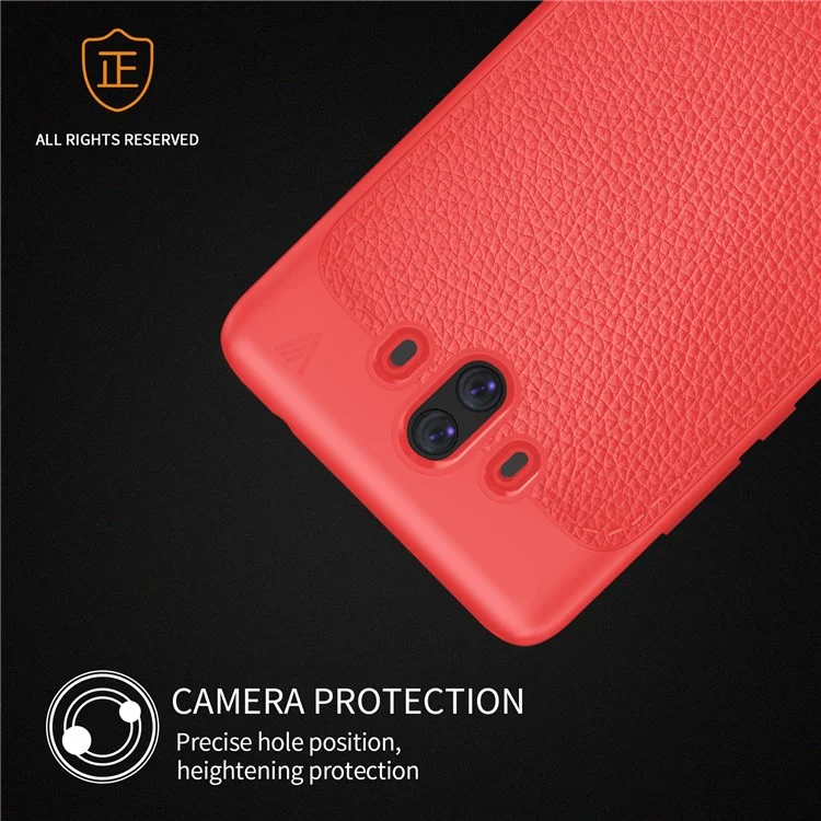 IVSO Gentry Series Leather Coated Soft TPU Phone Case Shell for Huawei Mate 10 - Red