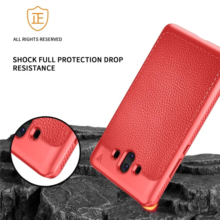 IVSO Gentry Series Leather Coated Soft TPU Phone Case Shell for Huawei Mate 10 - Red