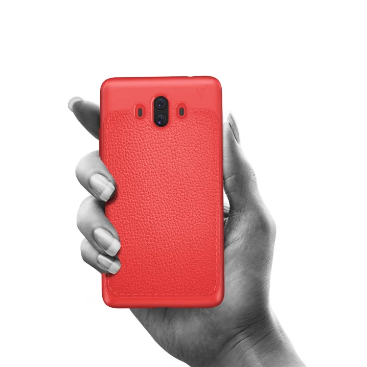 IVSO Gentry Series Leather Coated Soft TPU Phone Case Shell for Huawei Mate 10 - Red