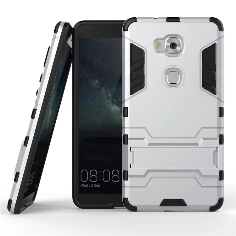 Solid PC + TPU Hybrid Case with Kickstand for Huawei Honor Play 5X / Honor 5X - Silver
