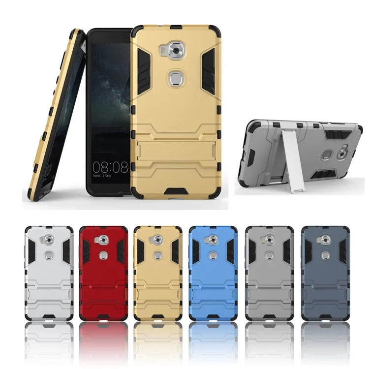 Solid PC + TPU Hybrid Case with Kickstand for Huawei Honor Play 5X / Honor 5X - Silver