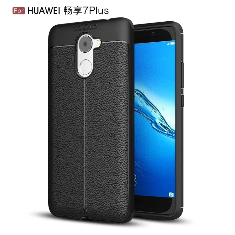 Litchi Skin TPU Case for Huawei Y7 Prime / Enjoy 7 Plus - Black