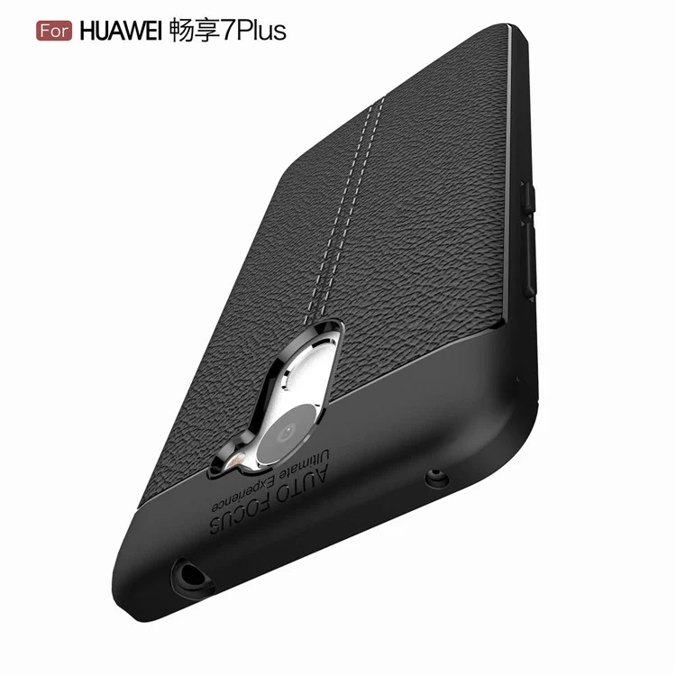 Litchi Skin TPU Case for Huawei Y7 Prime / Enjoy 7 Plus - Black