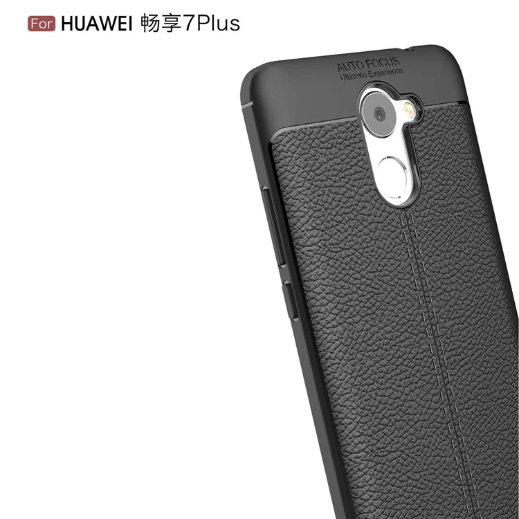 Litchi Skin TPU Case for Huawei Y7 Prime / Enjoy 7 Plus - Black