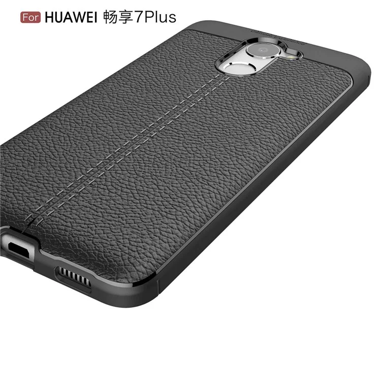 Litchi Skin TPU Case for Huawei Y7 Prime / Enjoy 7 Plus - Black