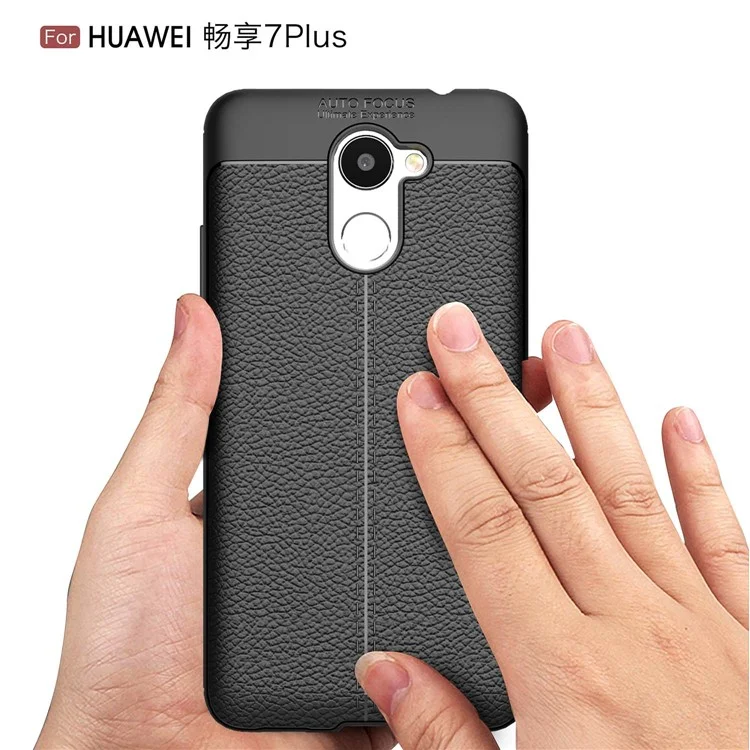 Litchi Skin TPU Case for Huawei Y7 Prime / Enjoy 7 Plus - Black