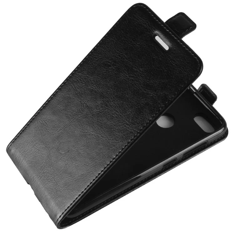 Crazy Horse Vertical Flip Card Holder Leather Case for Huawei P9 lite mini / Enjoy 7 / Y6 Pro (2017) - Black