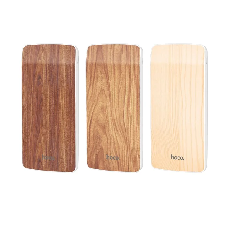 HOCO J5 Wooden 8000mAh Dual USB Power Bank External Backup Battery Charger - Pear Wood