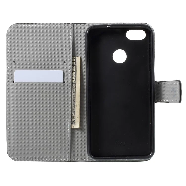 Patterned Leather Wallet Stand Case for Huawei P9 lite mini / Enjoy 7 / Y6 Pro (2017) - Butterfly and Flower
