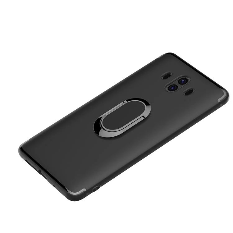 Magnetic Finger Ring Kickstand Matte TPU Case for Huawei Mate 10 - Black