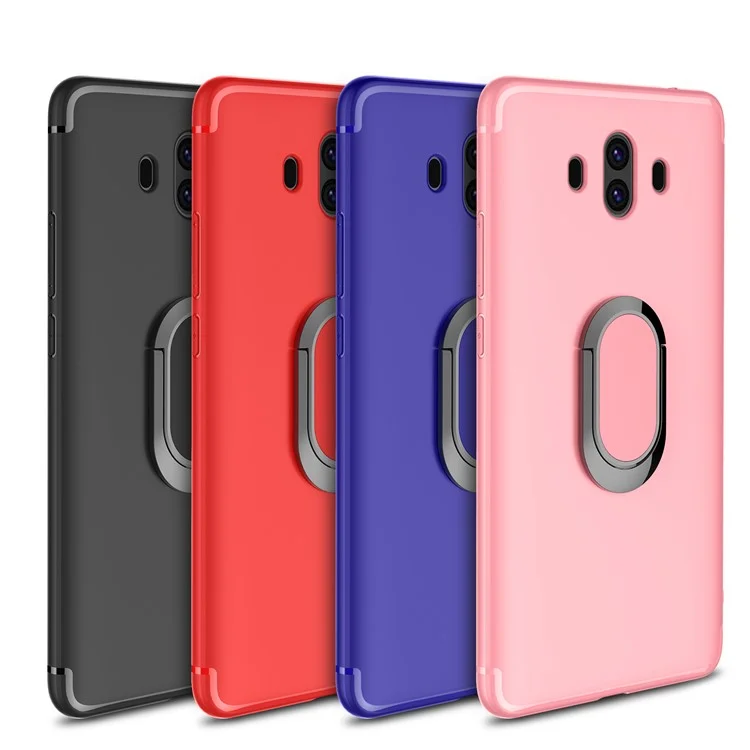 Magnetic Finger Ring Kickstand Matte TPU Case for Huawei Mate 10 - Black