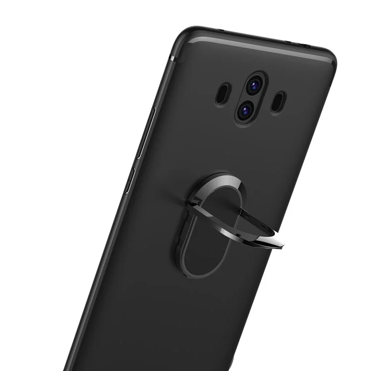 Magnetic Finger Ring Kickstand Matte TPU Case for Huawei Mate 10 - Black