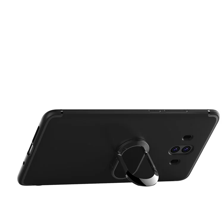 Magnetic Finger Ring Kickstand Matte TPU Case for Huawei Mate 10 - Black