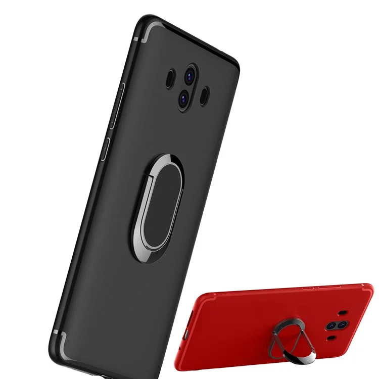 Magnetic Finger Ring Kickstand Matte TPU Case for Huawei Mate 10 - Black