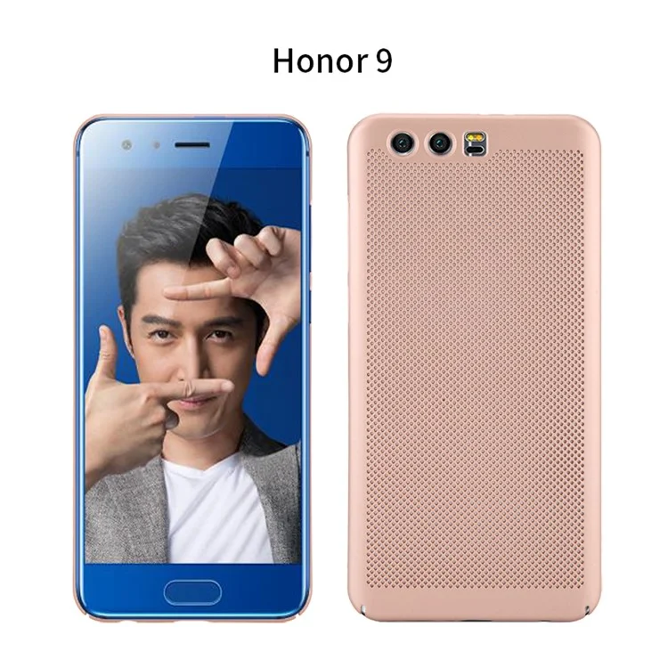 Rubberized Hollow Mesh Heat Dissipation PC Hard Case for Huawei Honor 9  - Rose Gold
