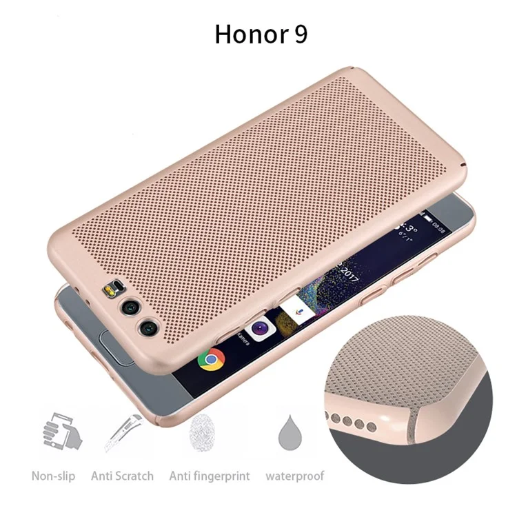 Rubberized Hollow Mesh Heat Dissipation PC Hard Case for Huawei Honor 9  - Rose Gold