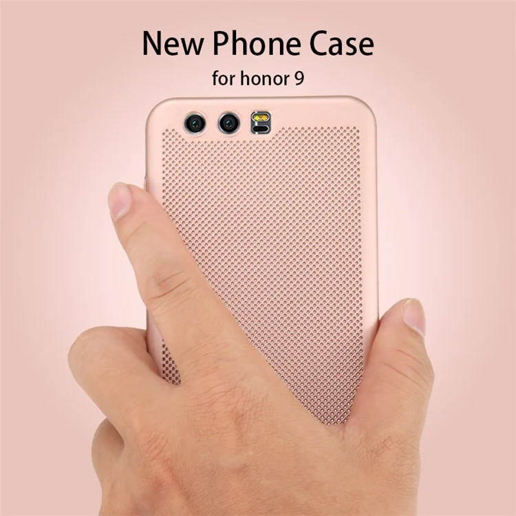 Rubberized Hollow Mesh Heat Dissipation PC Hard Case for Huawei Honor 9  - Rose Gold