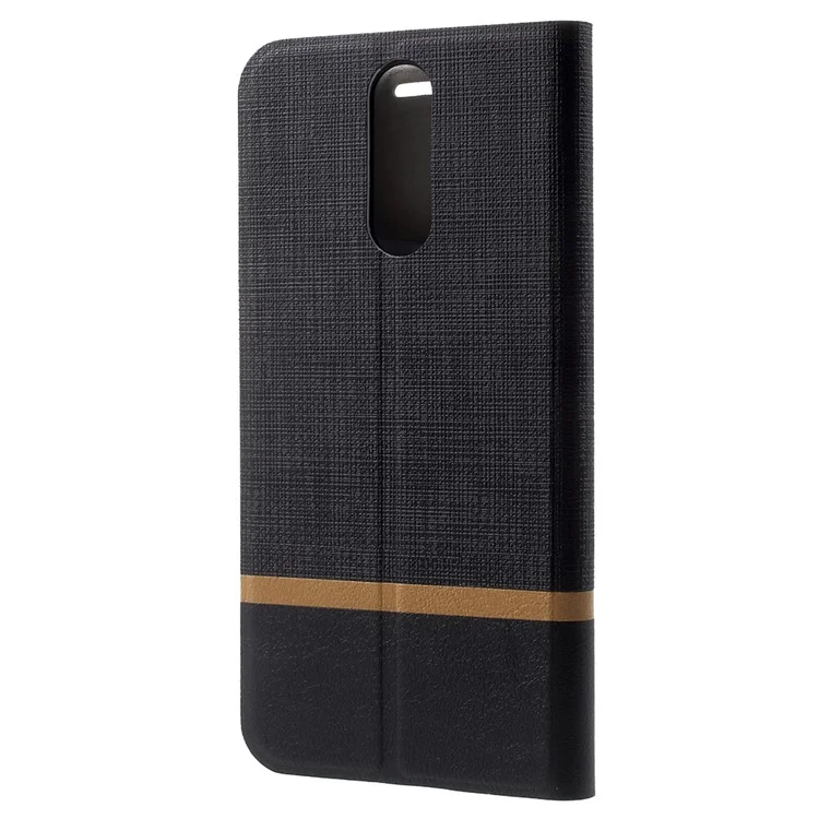 Contrast Color Steel Sheet Leather Stand Case with Card Holder for Huawei nova 2i / Maimang 6 / Mate 10 Lite - Black