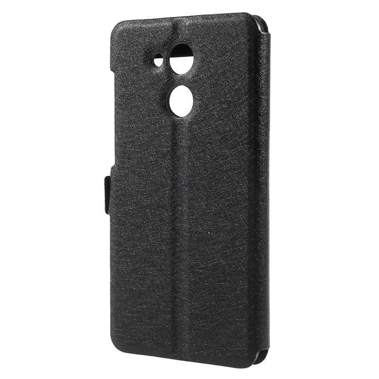 For Huawei Honor 6C Pro / V9 Play Silk Texture Dual Window Leather Phone Protection Cover - Black