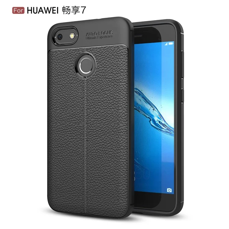 Litchi Grain Soft TPU Case Cover for Huawei P9 lite mini / Enjoy 7 / Y6 Pro (2017) - Black
