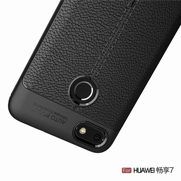Litchi Grain Soft TPU Case Cover for Huawei P9 lite mini / Enjoy 7 / Y6 Pro (2017) - Black