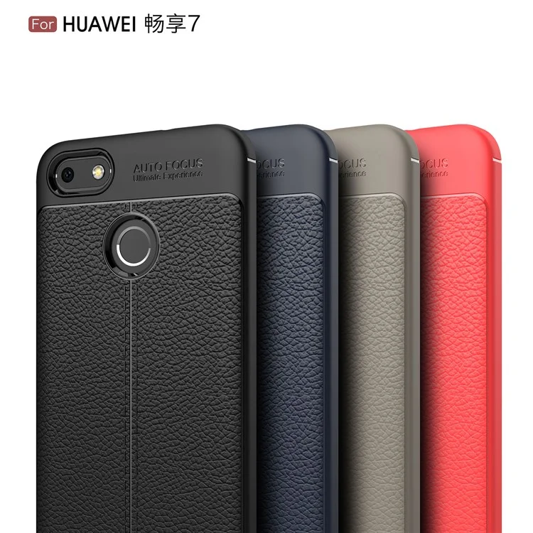Litchi Grain Soft TPU Case Cover for Huawei P9 lite mini / Enjoy 7 / Y6 Pro (2017) - Black