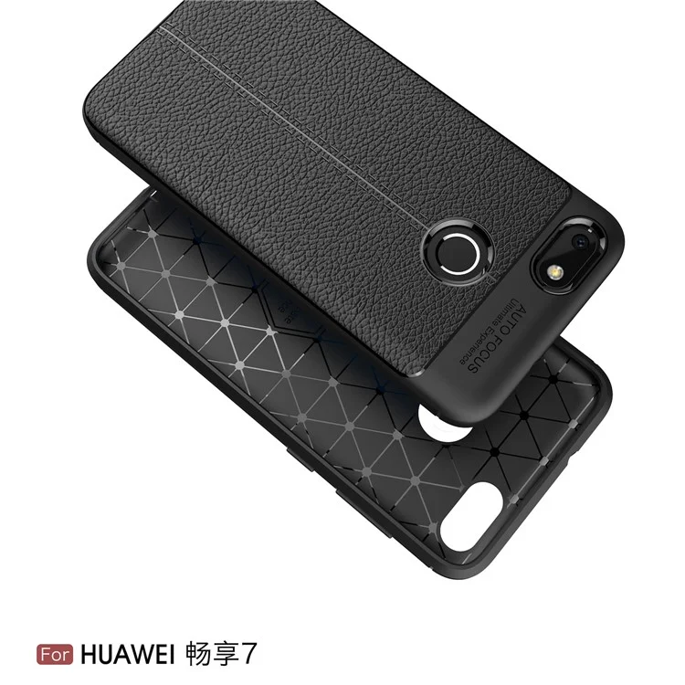 Litchi Grain Soft TPU Case Cover for Huawei P9 lite mini / Enjoy 7 / Y6 Pro (2017) - Black
