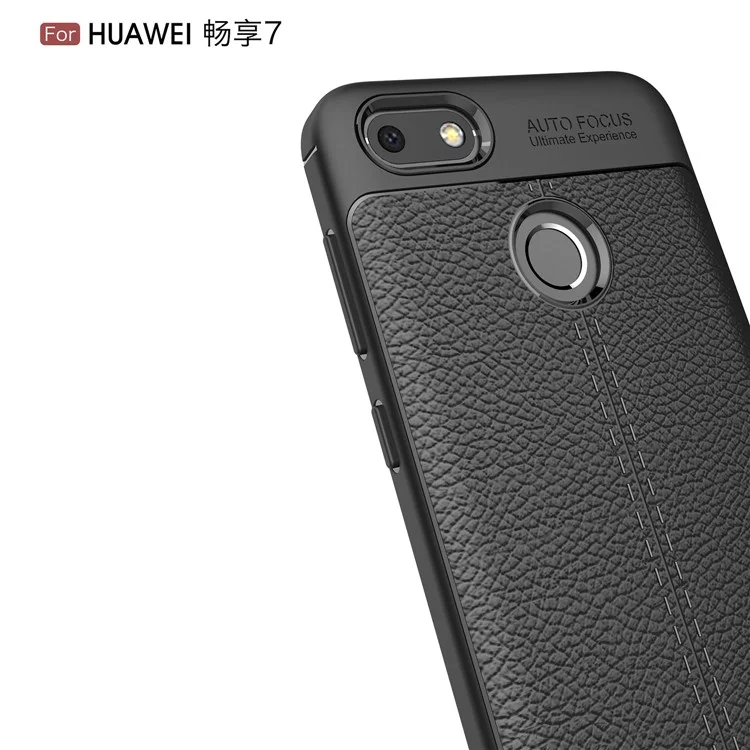 Litchi Grain Soft TPU Case Cover for Huawei P9 lite mini / Enjoy 7 / Y6 Pro (2017) - Black