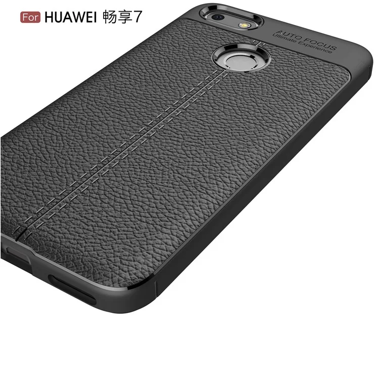 Litchi Grain Soft TPU Case Cover for Huawei P9 lite mini / Enjoy 7 / Y6 Pro (2017) - Black