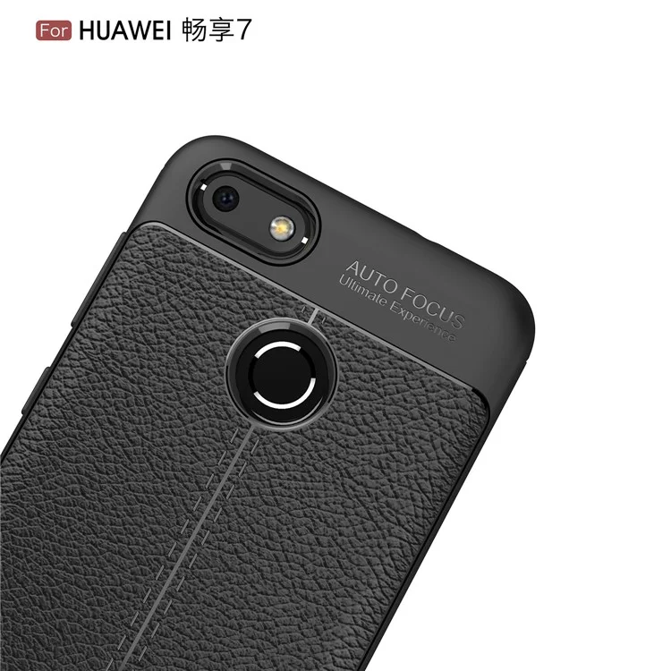 Litchi Grain Soft TPU Case Cover for Huawei P9 lite mini / Enjoy 7 / Y6 Pro (2017) - Black