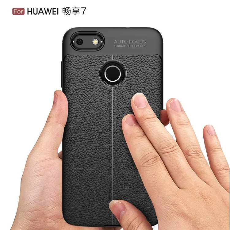 Litchi Grain Soft TPU Case Cover for Huawei P9 lite mini / Enjoy 7 / Y6 Pro (2017) - Black
