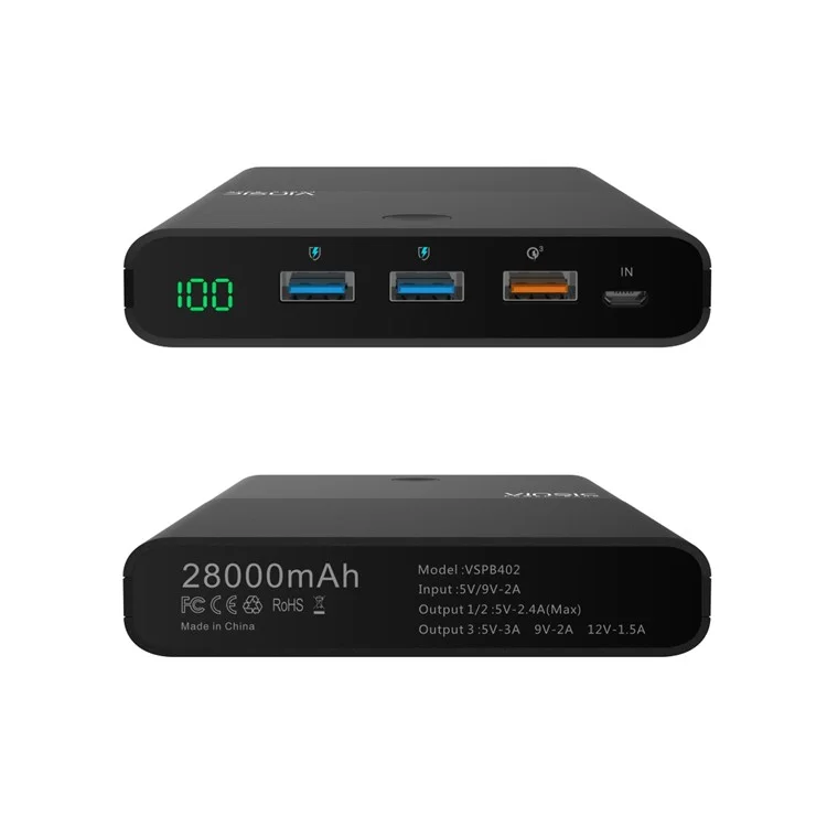 VINSIC VSPB402 28000mAh 3 USB Ports Power Bank Charger