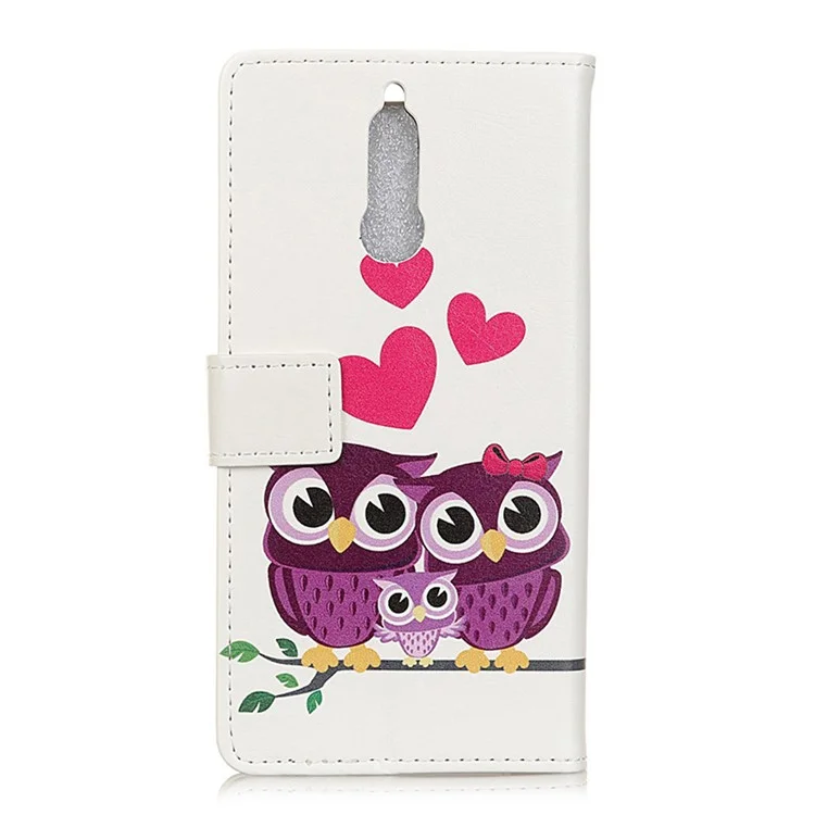 Pattern Printing Leather Wallet Case for Huawei nova 2i / Maimang 6 / Mate 10 Lite - Owls and Hearts