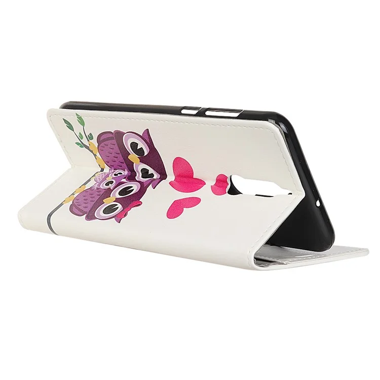 Pattern Printing Leather Wallet Case for Huawei nova 2i / Maimang 6 / Mate 10 Lite - Owls and Hearts